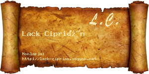 Lack Ciprián névjegykártya